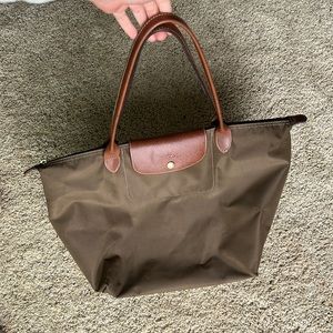 Olive green Long Champ bag (large)